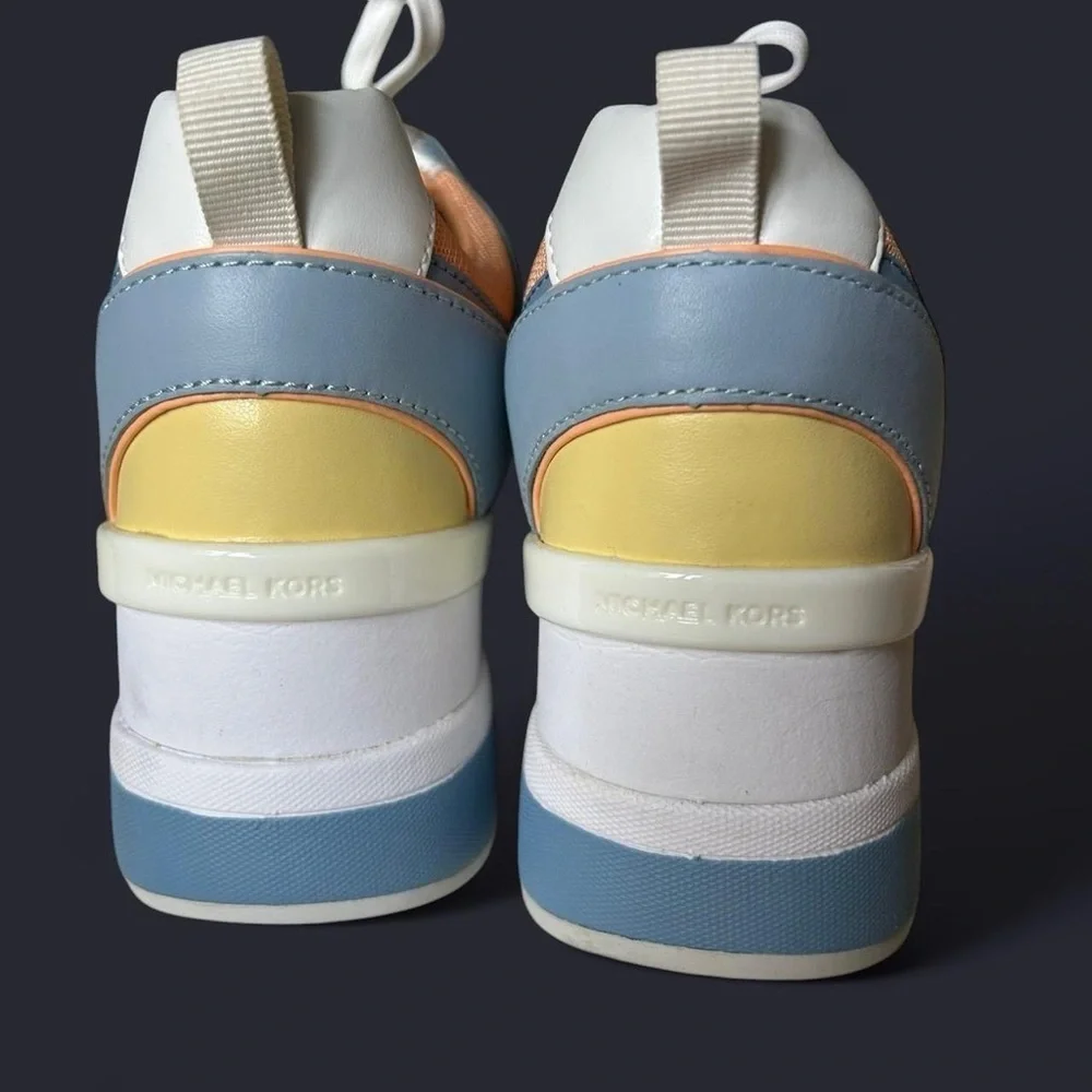 New- Michael Kors Georgie Wedge Trainer – Size 6.5 –  Pastels